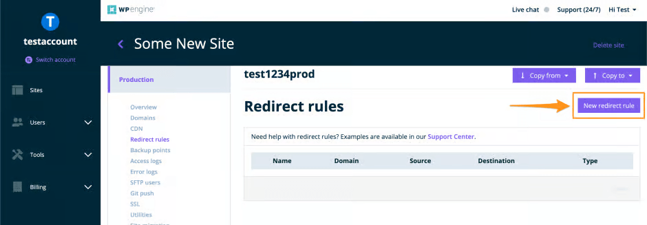 New Redirect Rule