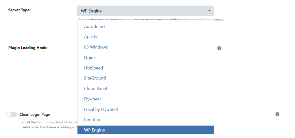 WP Engine Server Type