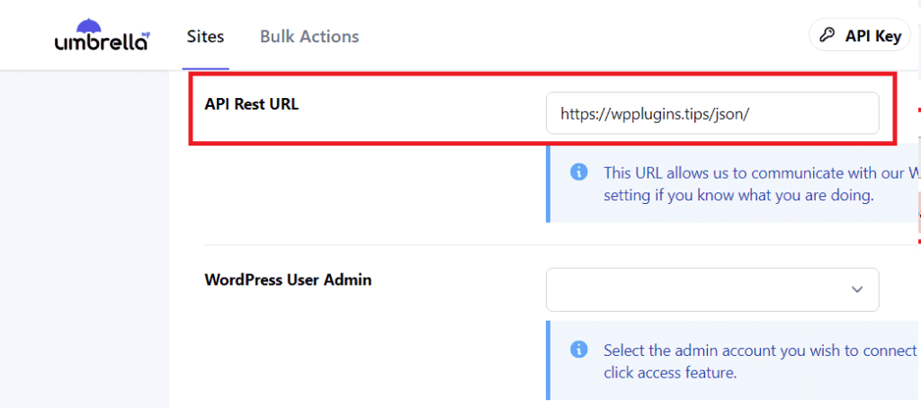 https://app.wp-umbrella.com/ (Sites > Settings)