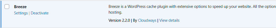Breeze plugins active