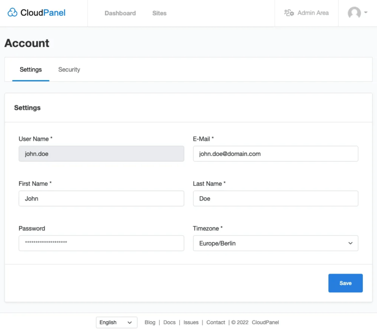 Cloud Panel Settings