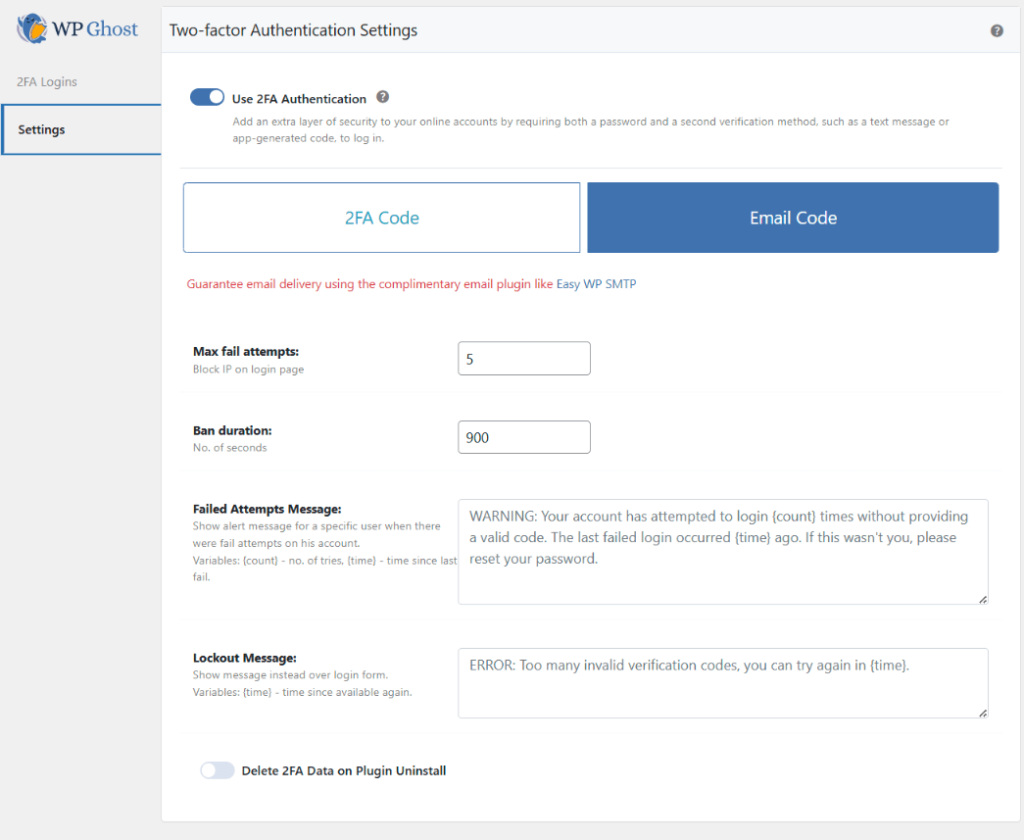 Setup 2FA Email Code