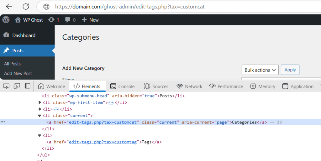 Admin urls parameter changed