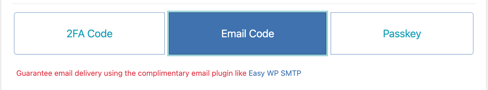 WP Ghost 2FA Email Code method selection