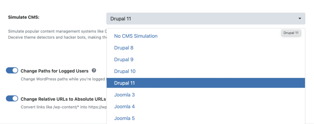 simulate cms like drupal or joomla