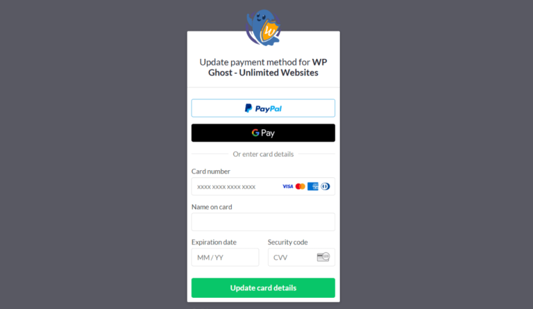 Update Payment Card Details