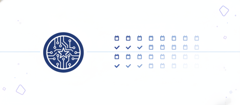 Banner: A single coin beside a calendar with twelve repeating marks, on a white background in WP Ghost blue, representing a one-time payment against an annual renewal cycle.