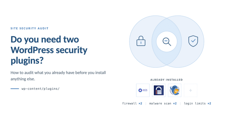 Two WordPress security plugins colliding at the same point in the request compared with two plugins acting at different points, one before PHP loads and one after